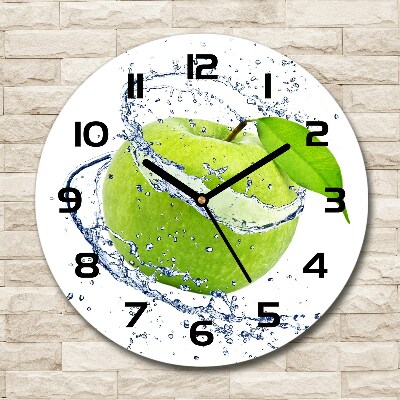 Wanduhr rund Grüner Apfel