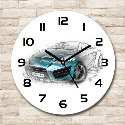 Wanduhr rund Skizze eines Autos