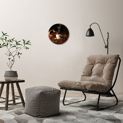 Wanduhr rund Kaffee in einer Tasse