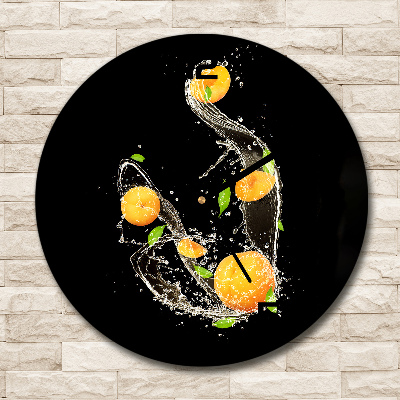 Wanduhr glas rund Aprikosen und Wasser