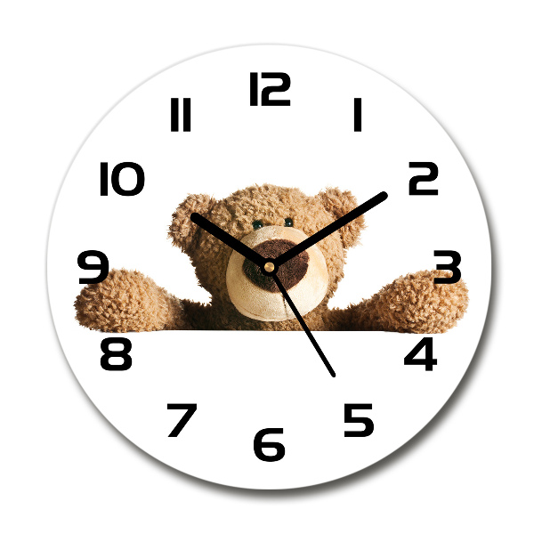 Wanduhr glas rund Teddybär