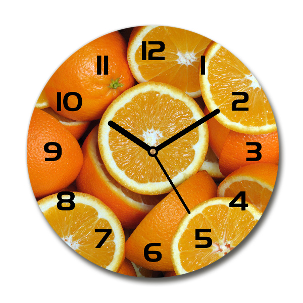 Wanduhr glas rund Orangenhälften