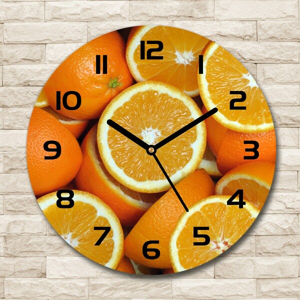 Wanduhr glas rund Orangenhälften