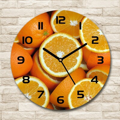 Wanduhr glas rund Orangenhälften