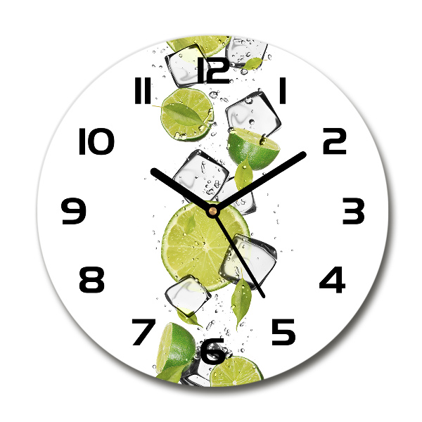 Wanduhr glas rund Limette mit Eis