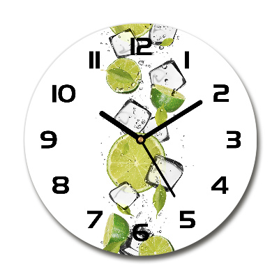 Wanduhr glas rund Limette mit Eis