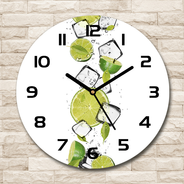 Wanduhr glas rund Limette mit Eis