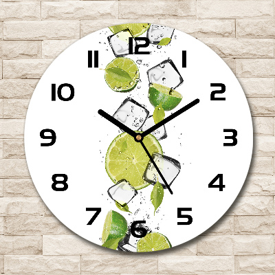 Wanduhr glas rund Limette mit Eis