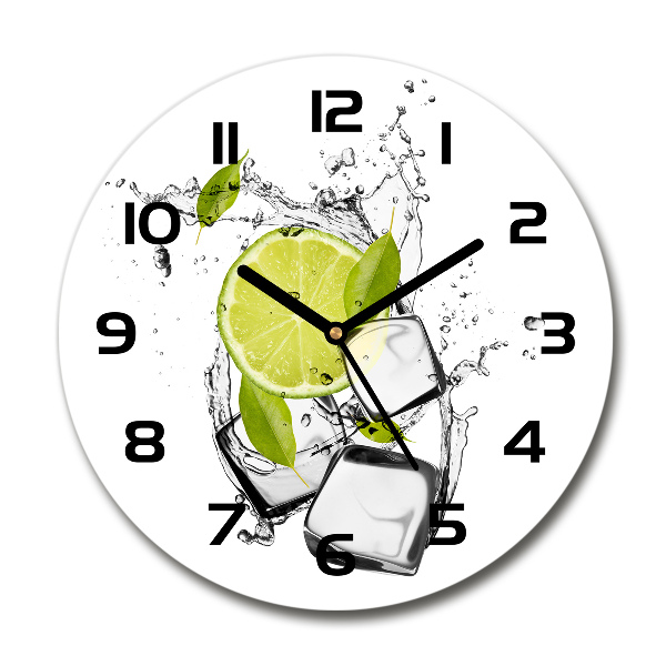 Wanduhr glas rund Limette mit Eis