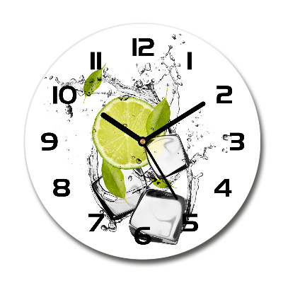 Wanduhr glas rund Limette mit Eis