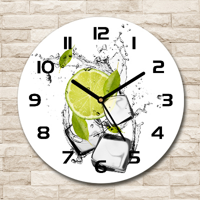 Wanduhr glas rund Limette mit Eis