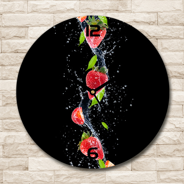Wanduhr rund Erdbeeren und Wasser