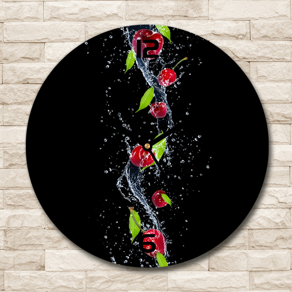 Wanduhr glas rund Kirschen