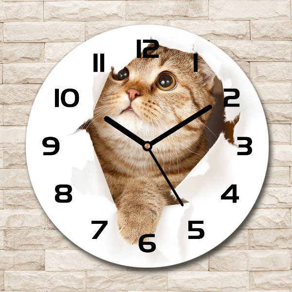 Wanduhr rund Katze