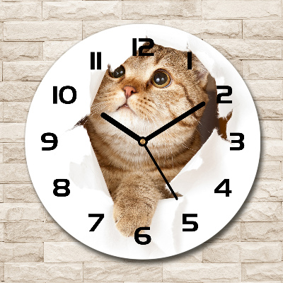 Wanduhr rund Katze
