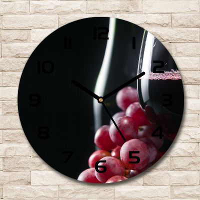 Wanduhr glas rund Trauben und Wein