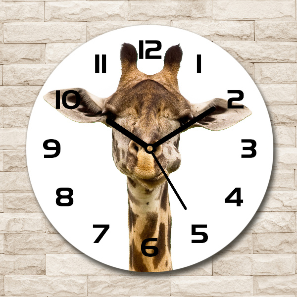 Wanduhr glas rund Giraffe