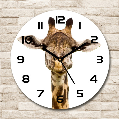 Wanduhr glas rund Giraffe