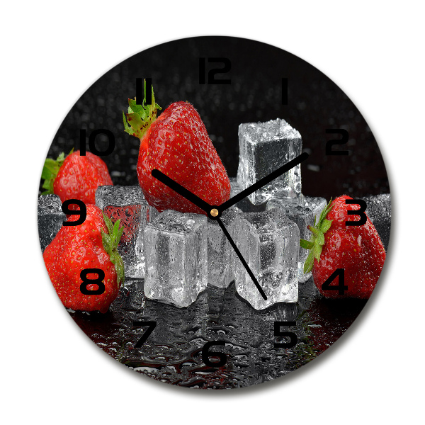 Wanduhr rund Erdbeeren mit Eis