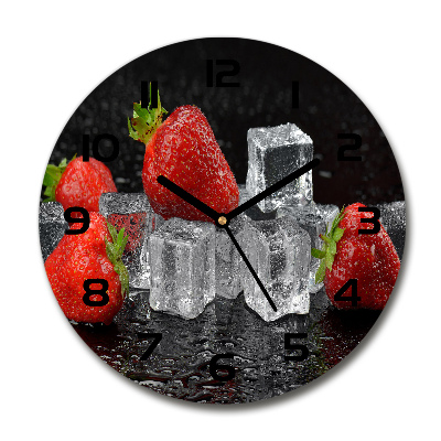 Wanduhr rund Erdbeeren mit Eis