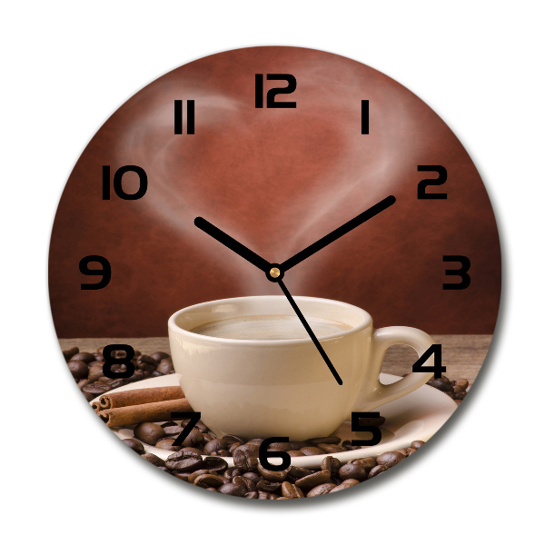 Wanduhr glas rund Aromatischer Kaffee