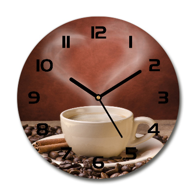 Wanduhr glas rund Aromatischer Kaffee