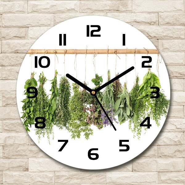 Wanduhr rund Kräuter an einer Schnur