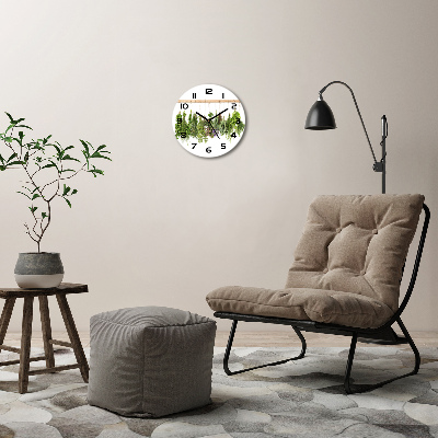 Wanduhr rund Kräuter an einer Schnur