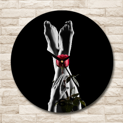 Wanduhr rund Rose und Füße