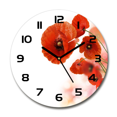 Wanduhr rund Mohnblumen