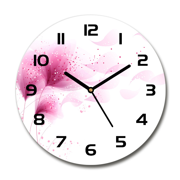 Wanduhr rund Rosa Blume