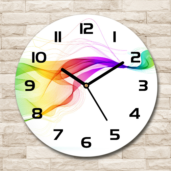Wanduhr glas rund Farbenfrohe Abstraktion