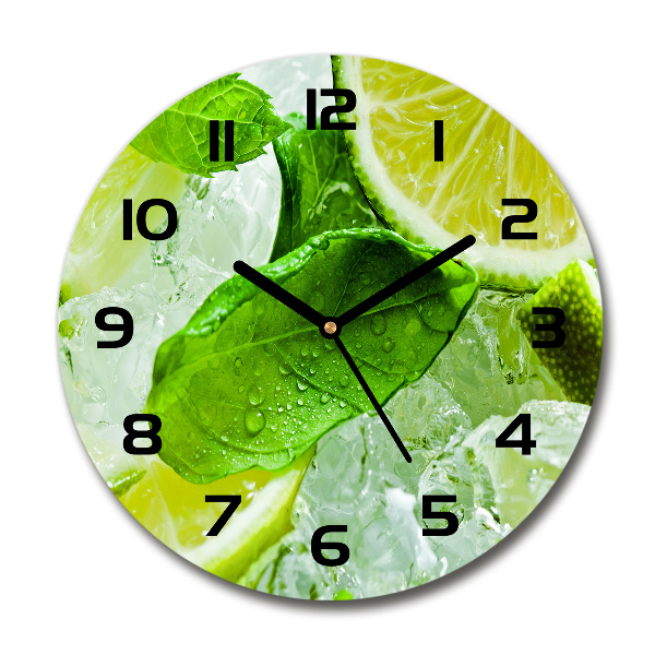 Wanduhr glas rund Limette mit Eis