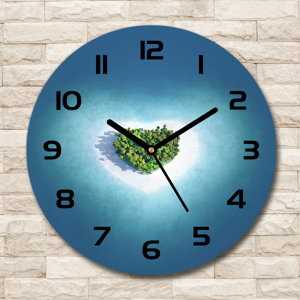 Wanduhr glas rund Herzförmige Insel