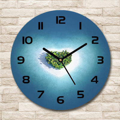 Wanduhr glas rund Herzförmige Insel