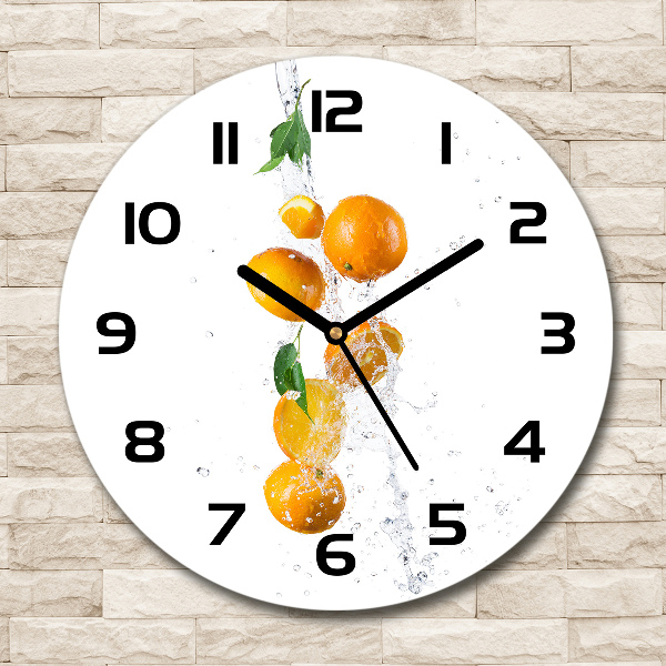 Wanduhr rund Orangen und Wasser