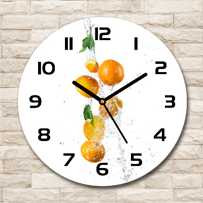 Wanduhr rund Orangen und Wasser