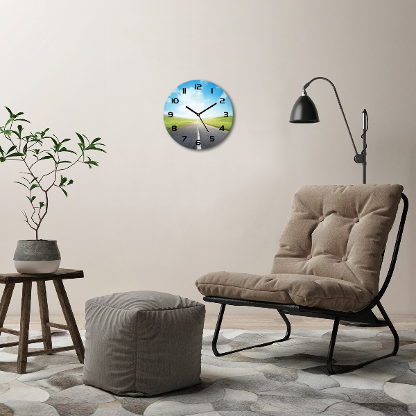 Wanduhr glas rund Der Weg durch die Wiese