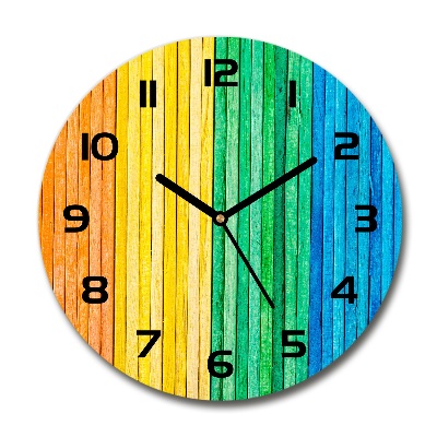 Wanduhr glas rund Bunte Streifen