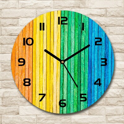 Wanduhr glas rund Bunte Streifen