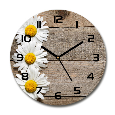 Wanduhr glas rund Gänseblümchenholz