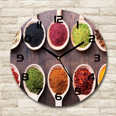 Wanduhr glas rund Bunte Gewürze