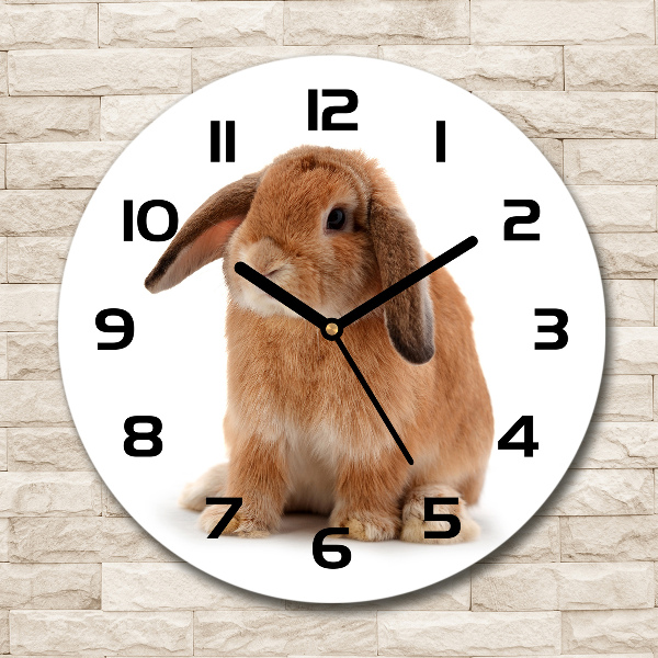 Wanduhr glas rund Rotes Kaninchen