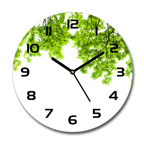 Wanduhr rund Eichenblätter