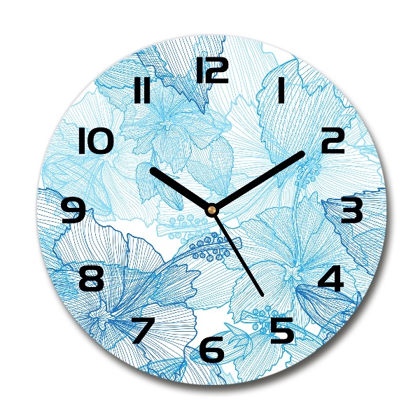 Wanduhr glas rund Hawaiianische Blumen