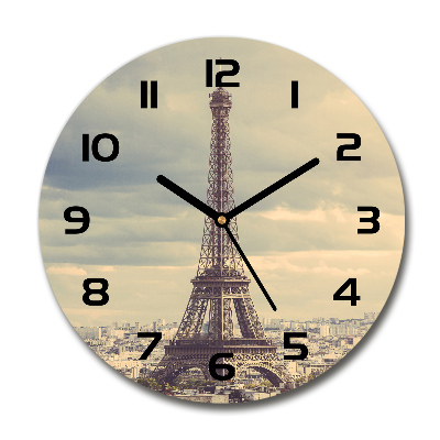Wanduhr glas rund Eiffelturm Paris