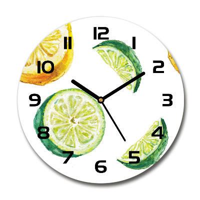 Wanduhr rund Zitrone und Limette