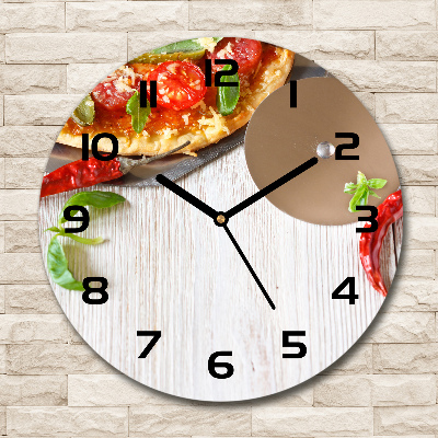 Wanduhr rund Pizza