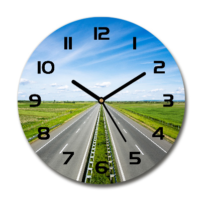 Wanduhr glas rund Autobahn