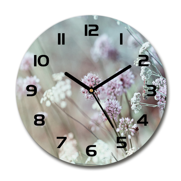 Wanduhr glas rund Wildblumen